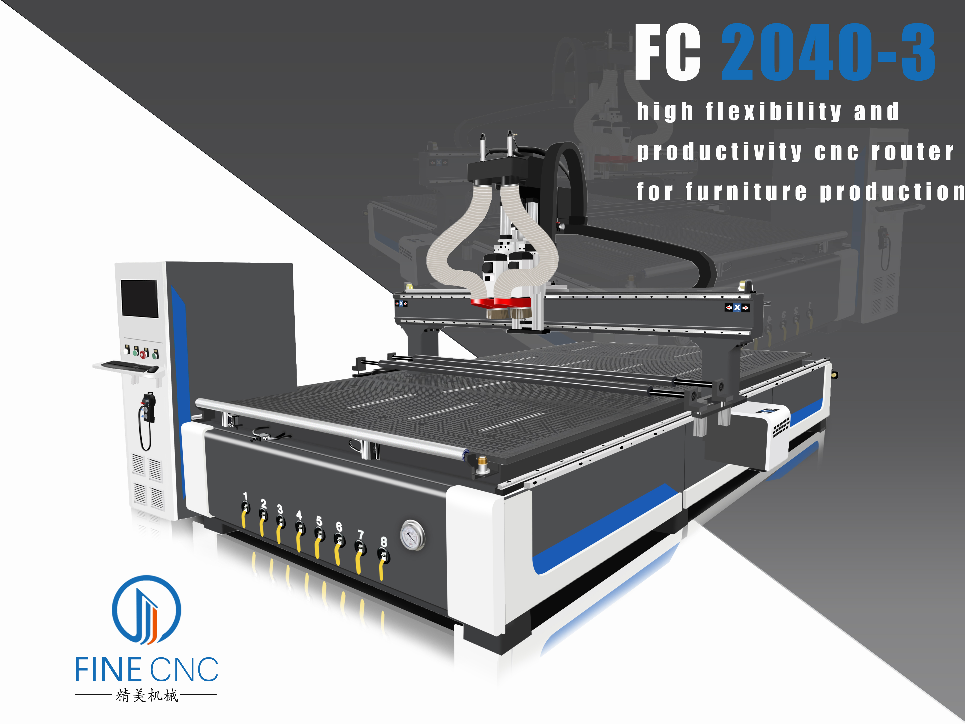 FC2030-3 CNC Router With Press Roller